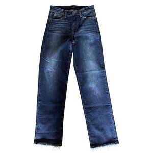 Judy Blue Womens‎ Straight Fit Jeans Size 5/27 Dark Wash Distressed Hem Denim